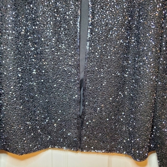 Vintage Cecily Brown Beaded Navy Blue Silk Jacket Sz XL - Picture 5 of 14